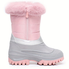 Girl's High Top Furry Snow Boots Warm Cozy Non slip Boots Plush