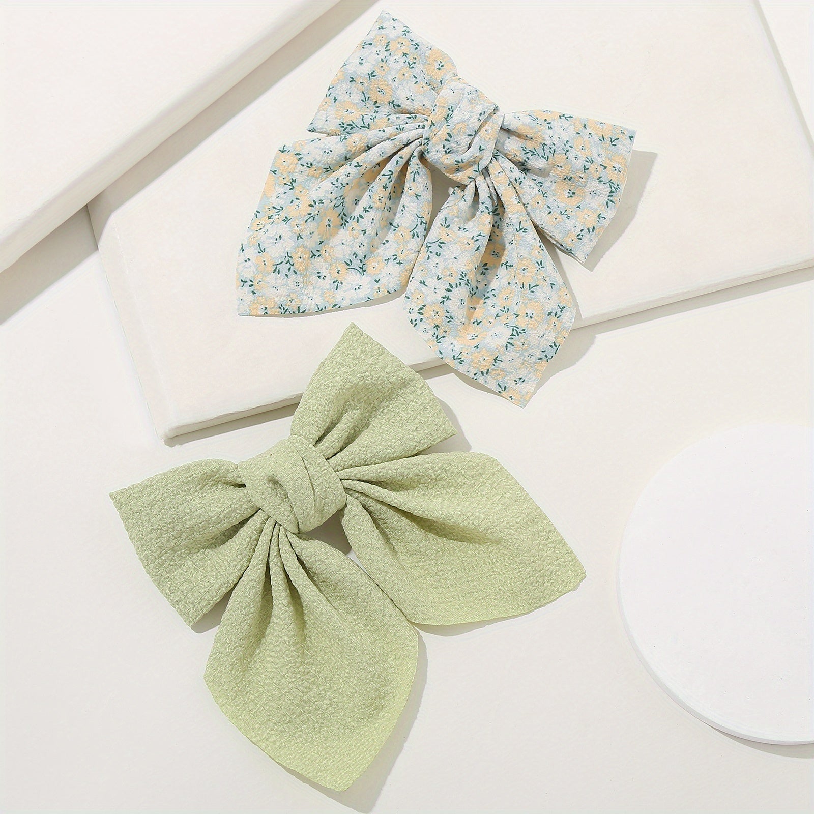 2PCS Floral Bowknot Hair Clip French Barrette Hair Accessories