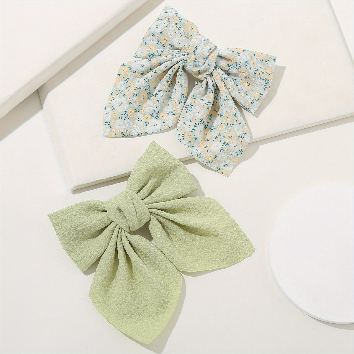 2PCS Floral Bowknot Hair Clip French Barrette Hair Accessories