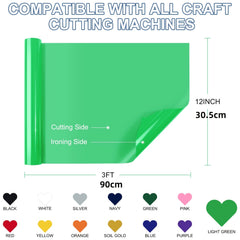 30 X 3ft HTV Iron On Permanent Adhesive Vinyl Roll Heat Transfer Vinyl For Fabri