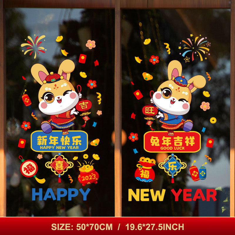 Chinese Year Baby Room Cartoon Rabbit Window Glass Sticker