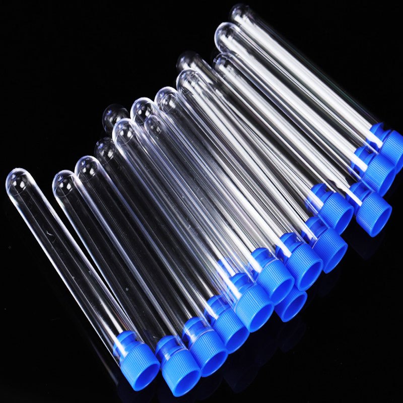 20pcs Disposable Plastic Test Tube Hard Test Tube for Lab Experiment