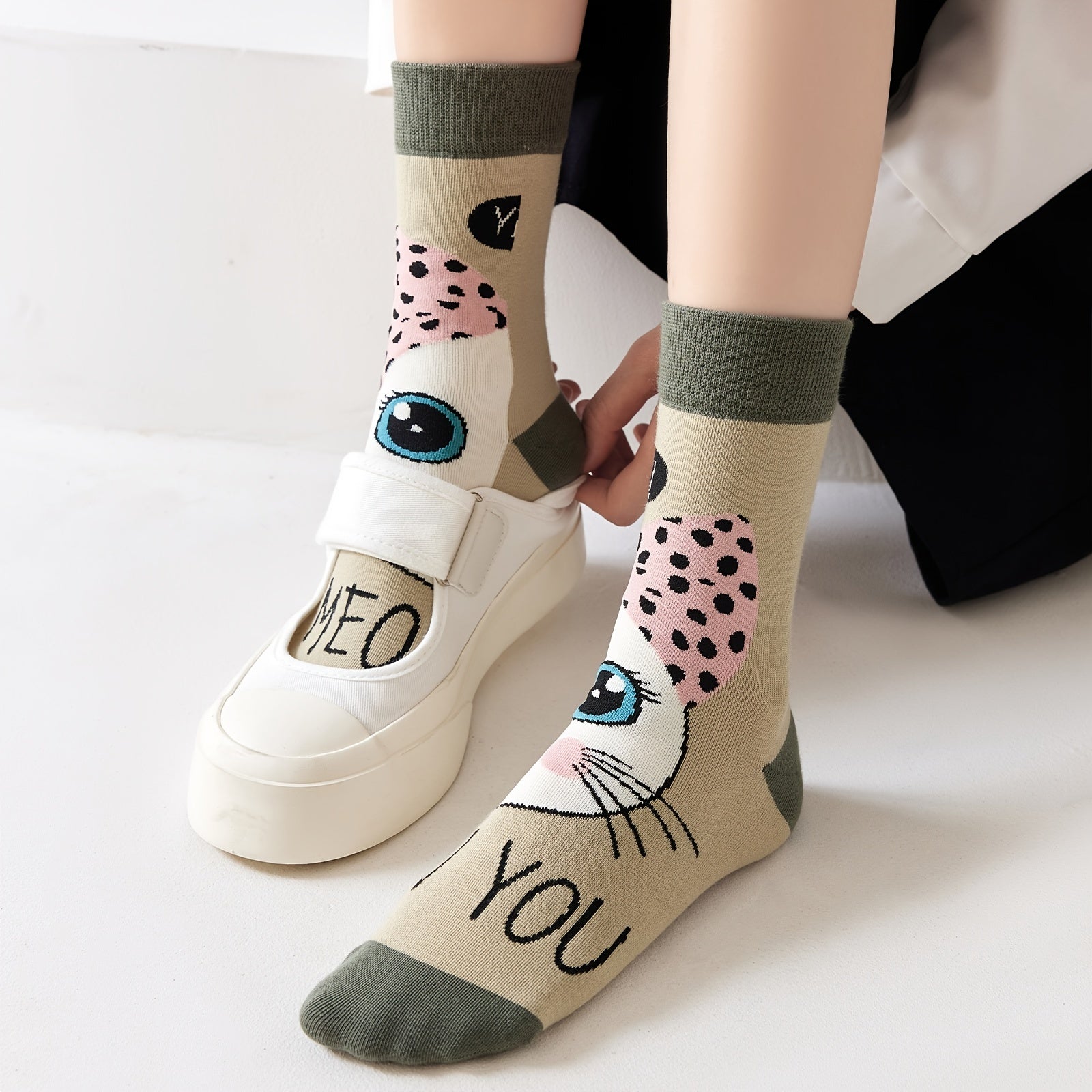 Funny Pattern Mid Tube Socks for Women