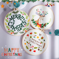 Embroidery Kit Merry Christmas Pattern 1 Hoop DIY Knitting Gift