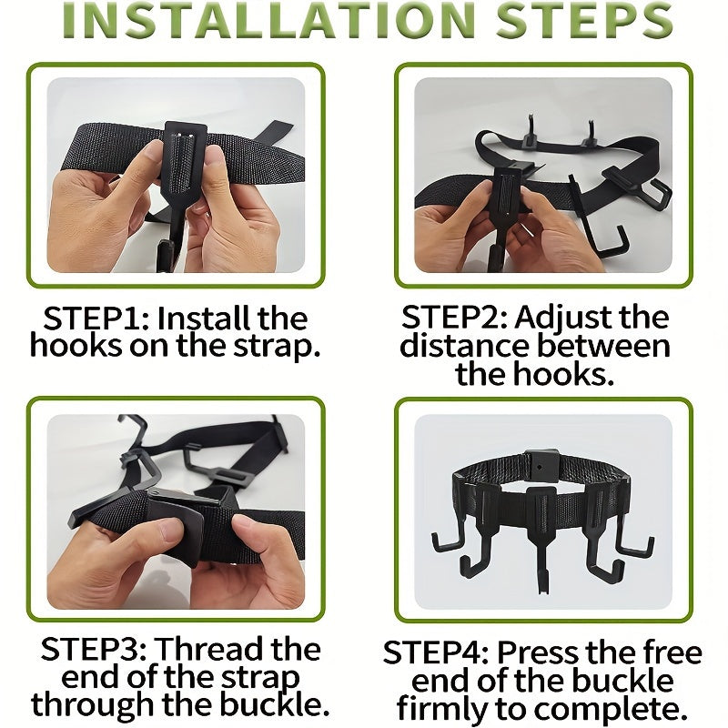 5-Hook Gear Hangers for Camping & Bow with Thickened Webbing