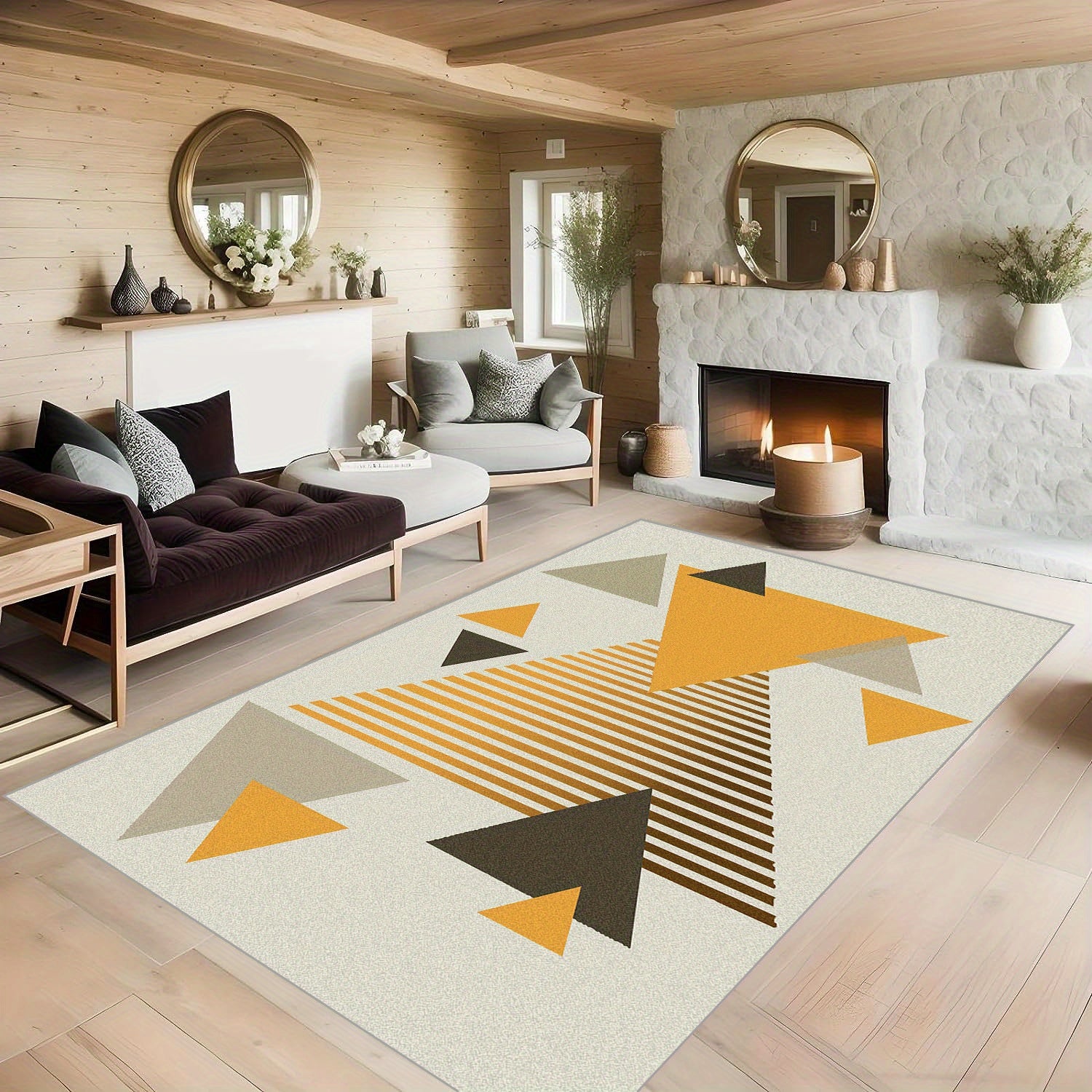 Nordic Geometric Triangular Carpet - Anti Slip