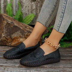 Floral Embroidered Flat Shoes Slip On Loafers Lightweight Flats