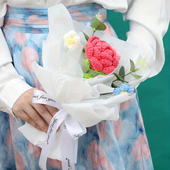 Crochet Wool Eternal Flower Rose Bouquet Handicrafts for Girlfriend