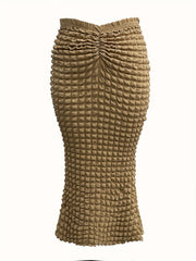  Women's Textured Ruched Mermaid Skirt