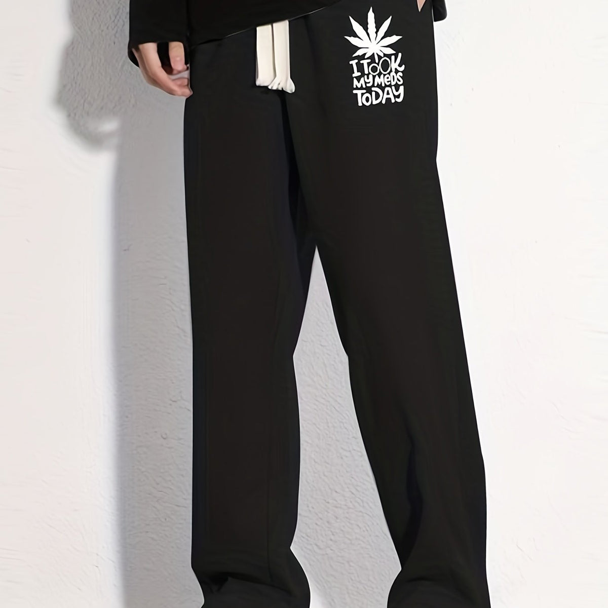 Leaf Pattern Loose Fit Mopping Pants Men's Casual Joggers