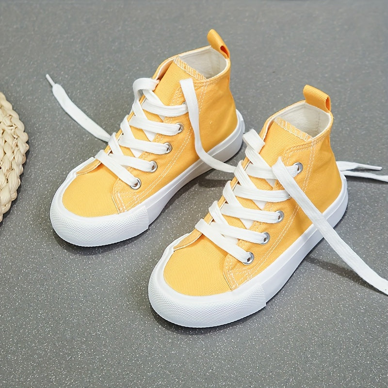 Girls Lace Up High Top Canvas Sneakers