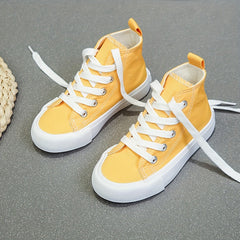 Girls Lace Up High Top Canvas Sneakers