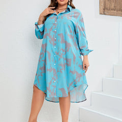  Tie Dye Button Up Long Sleeve Shirt Dress