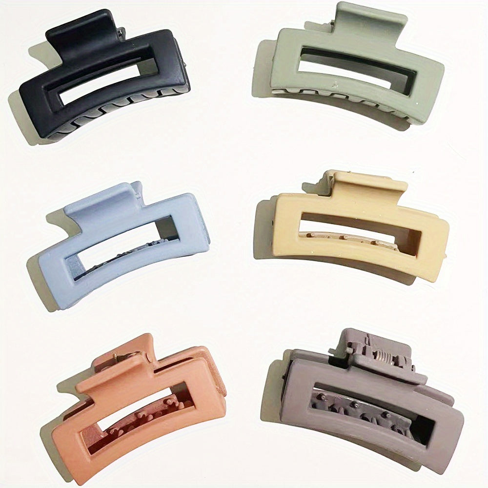 6PCS Frosted Small Square Hair Claw for Girls and Women