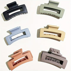 6PCS Frosted Small Square Hair Claw for Girls and Women