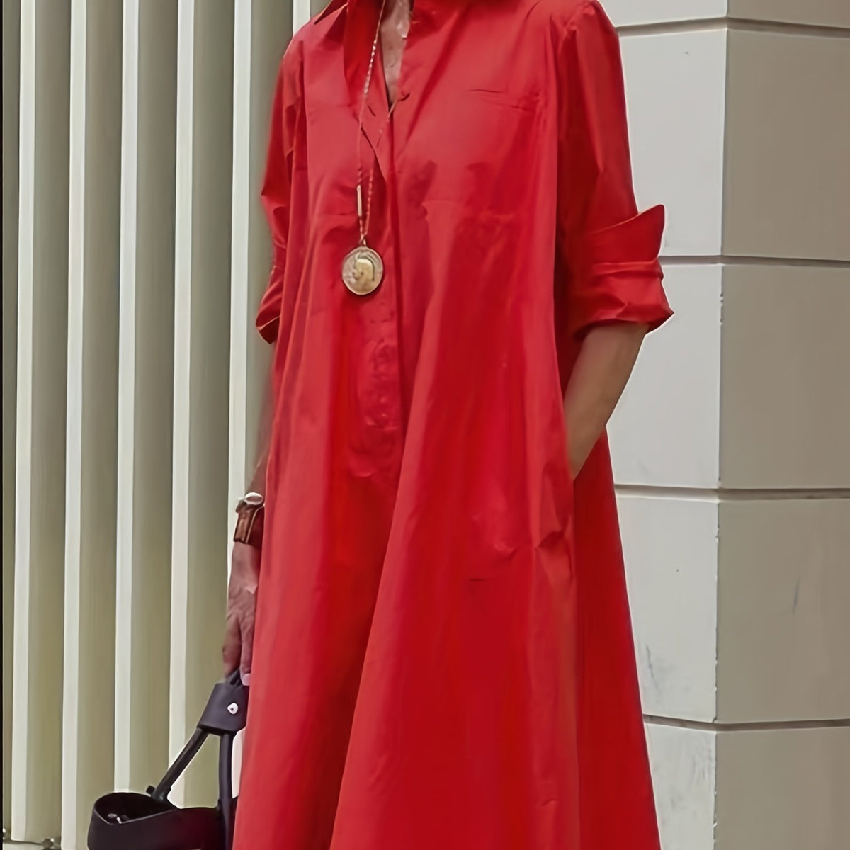  Women's Button Up Shirt Dress With Pocket