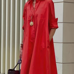  Women's Button Up Shirt Dress With Pocket