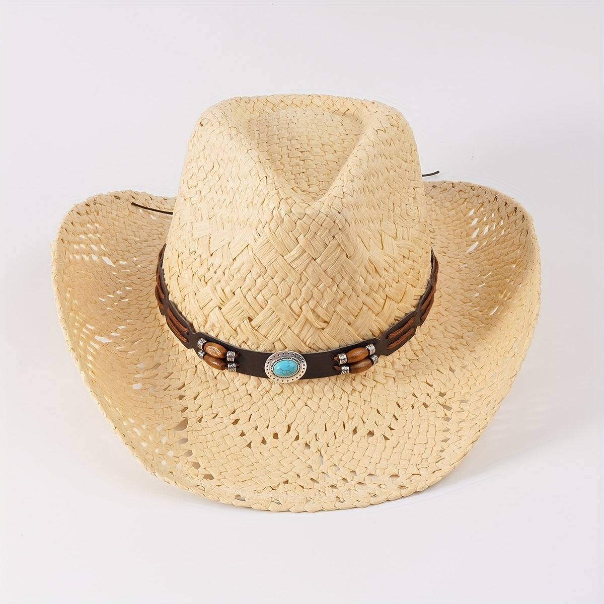 Cowboy Hat Straw Hollow Crochet Sun Hat Breathable Cowgirl Jazz Hats