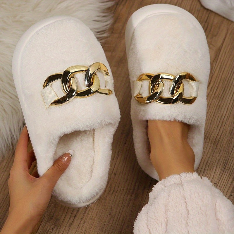 Plush Fluffy Slippers Warm Fuzzy Shoes Indoor Bedroom
