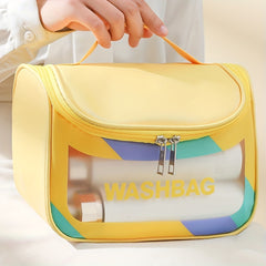 Clear Waterproof Cosmetic Bag PU Leather Makeup Organizer
