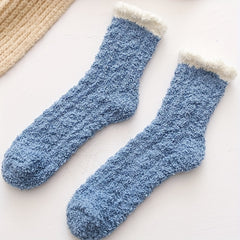 5 Pairs Fuzzy Floor Socks Warm Mid Tube Socks Women's Stockings