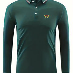 Men's Long Sleeve Sports Shirt Letter W Print Top