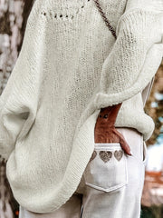  Casual Sweater Women's Plus Letter Print V Neck Jumper