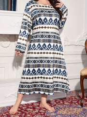  Boho Loungewear Dress Women's Plus Geo Print Nightdress