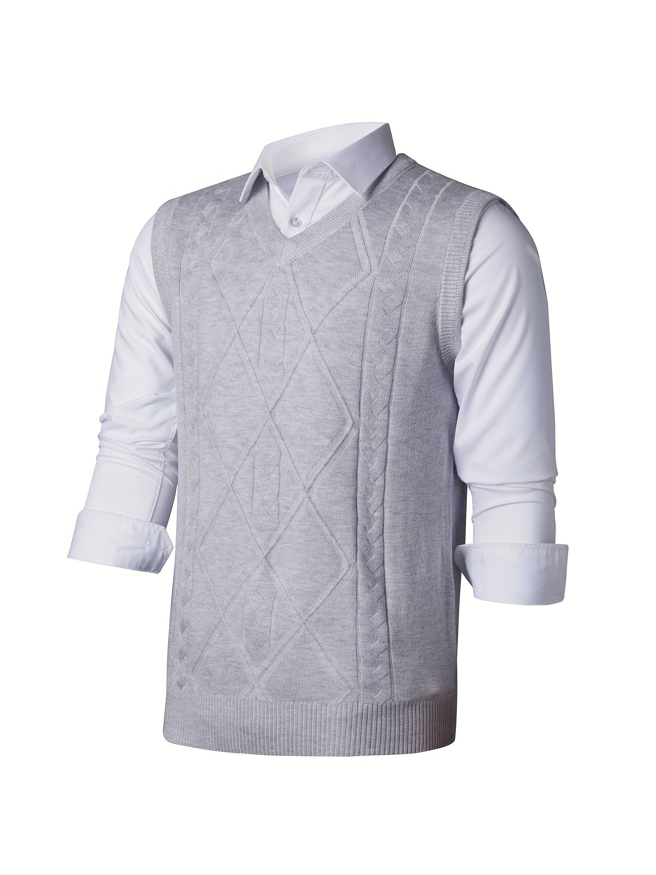 Men's V Neck Cable Knit Sweater Vest