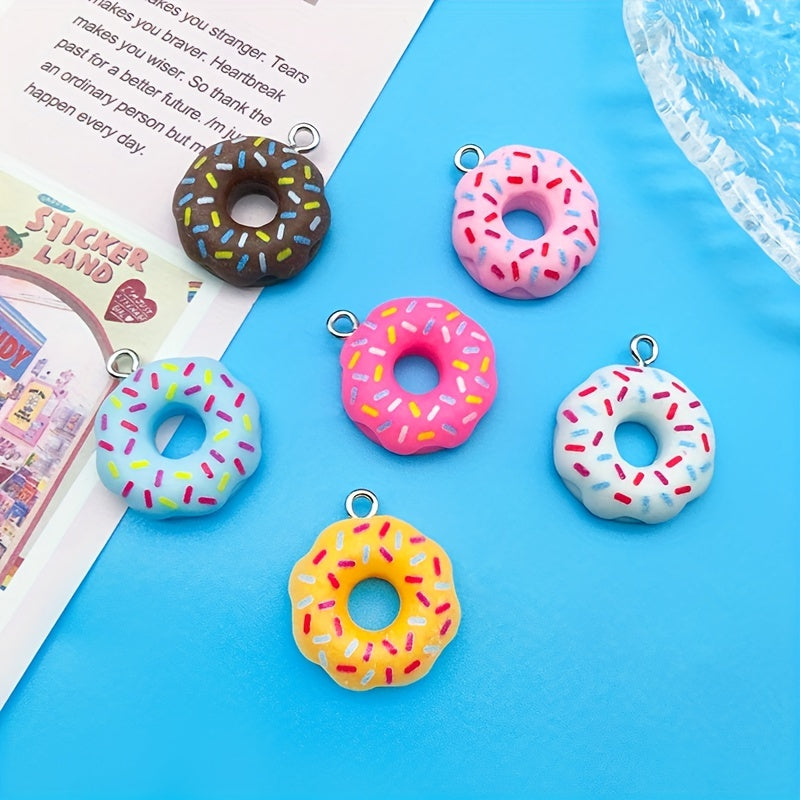 12pcs 3D Resin Donut Pendant For DIY Jewelry Making
