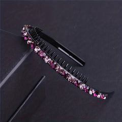 Rhinestone Decor Hair Clip Headband With Teeth Elastic Hair Headdress