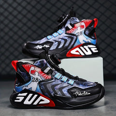 Boy's Block Basketball Shoes Rotating Buckle Breathable Non Slip Sneakers