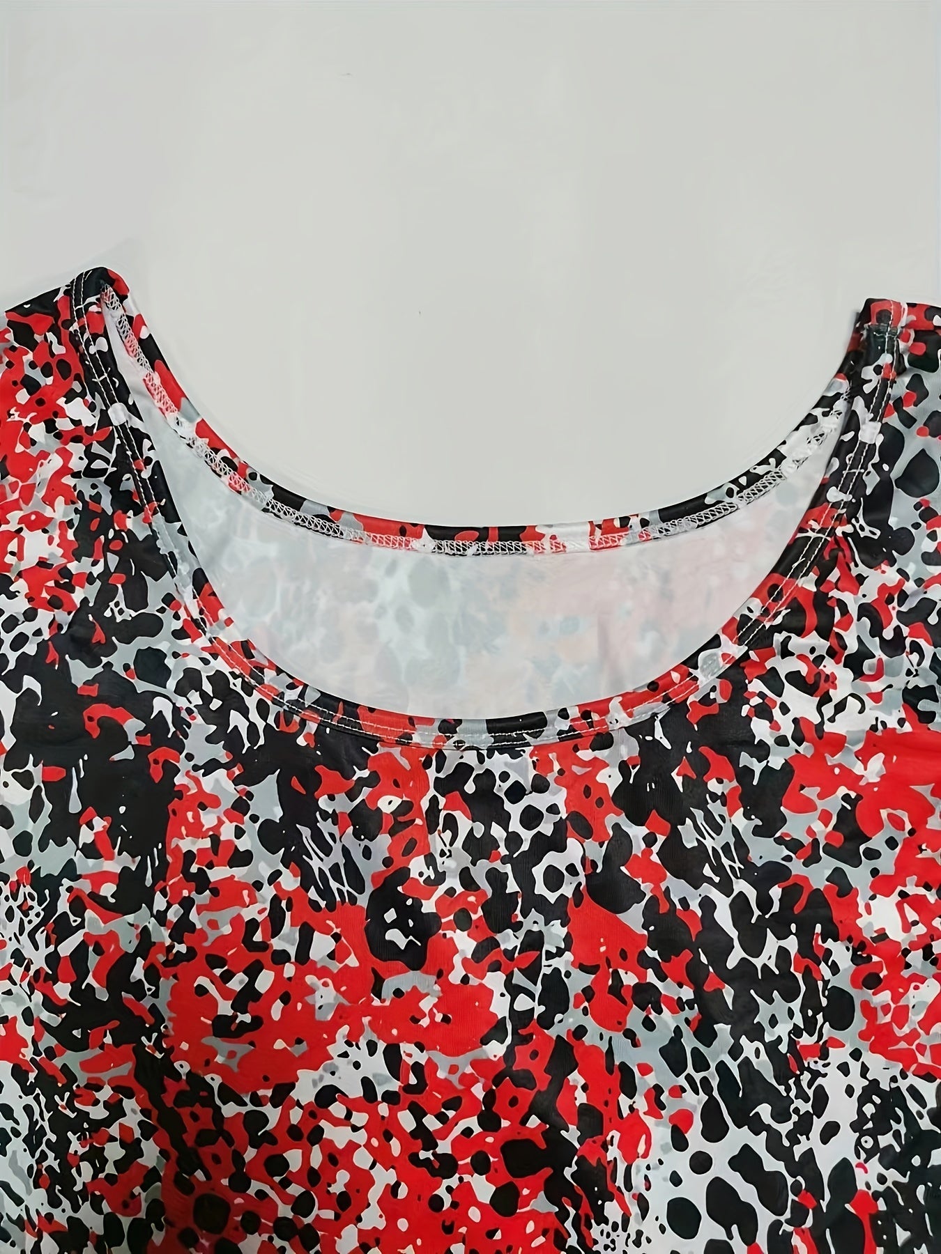  Leopard Print Round Neck Tank Dress