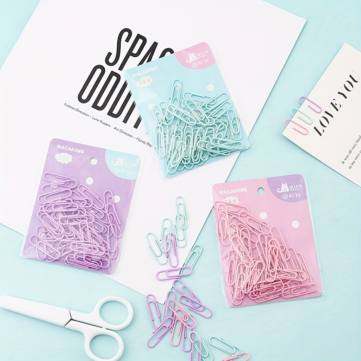 40pcs Macaron Paper Clip Colorful Metal Bookmark Decoration