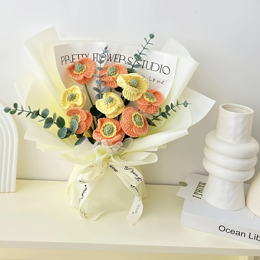 2pcs Crochet Corn Poppy Flower Forever Flower For Mother's Gift