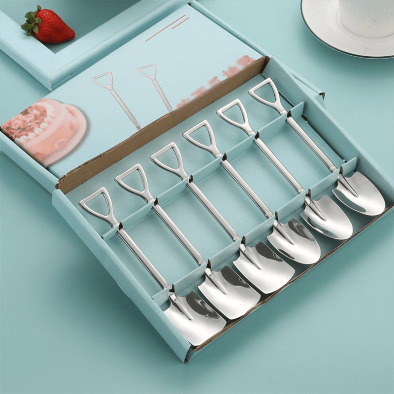 6pcs Stainless Steel Chopping Spoon for Coffee Ice Cream Desserts