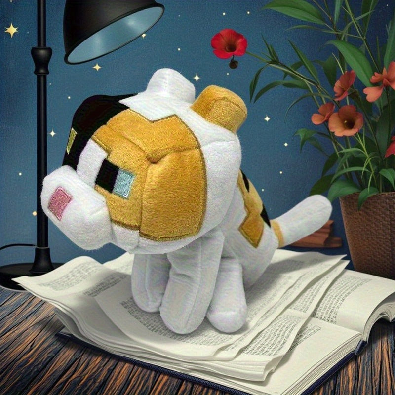 Yellow Plush Doll Sitting Soft Polyester Desktop Decor for Living Room or Office