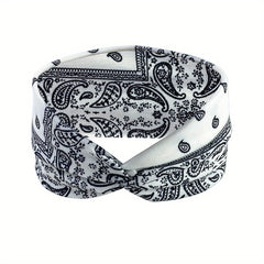 Boho Wide Brim Headbands Floral Elastic Sweatband