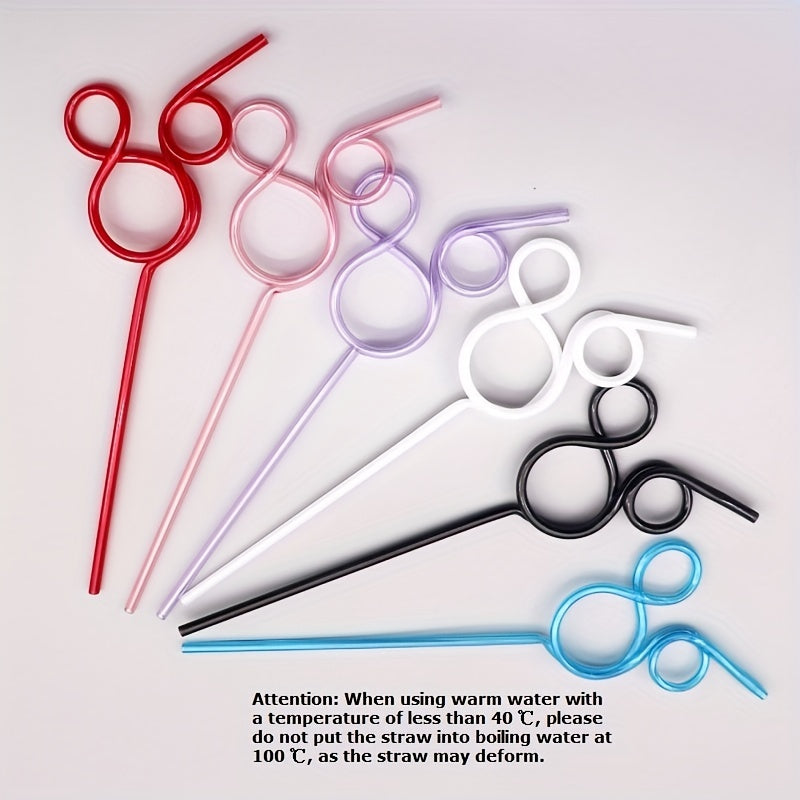 6pcs Mouse Shaped Reusable Colorful Straws Party Supplies