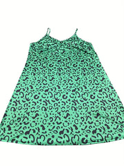  Leopard Print V Neck Lounge Cami Dress