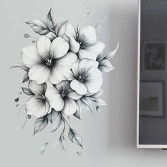 Floral Wall Decal Large Flower Pattern Removable Self Adhesive Sticker