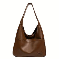 Retro Casual Hobo Bag Large Capacity Solid PU Shoulder Bag Women's Tote Bag