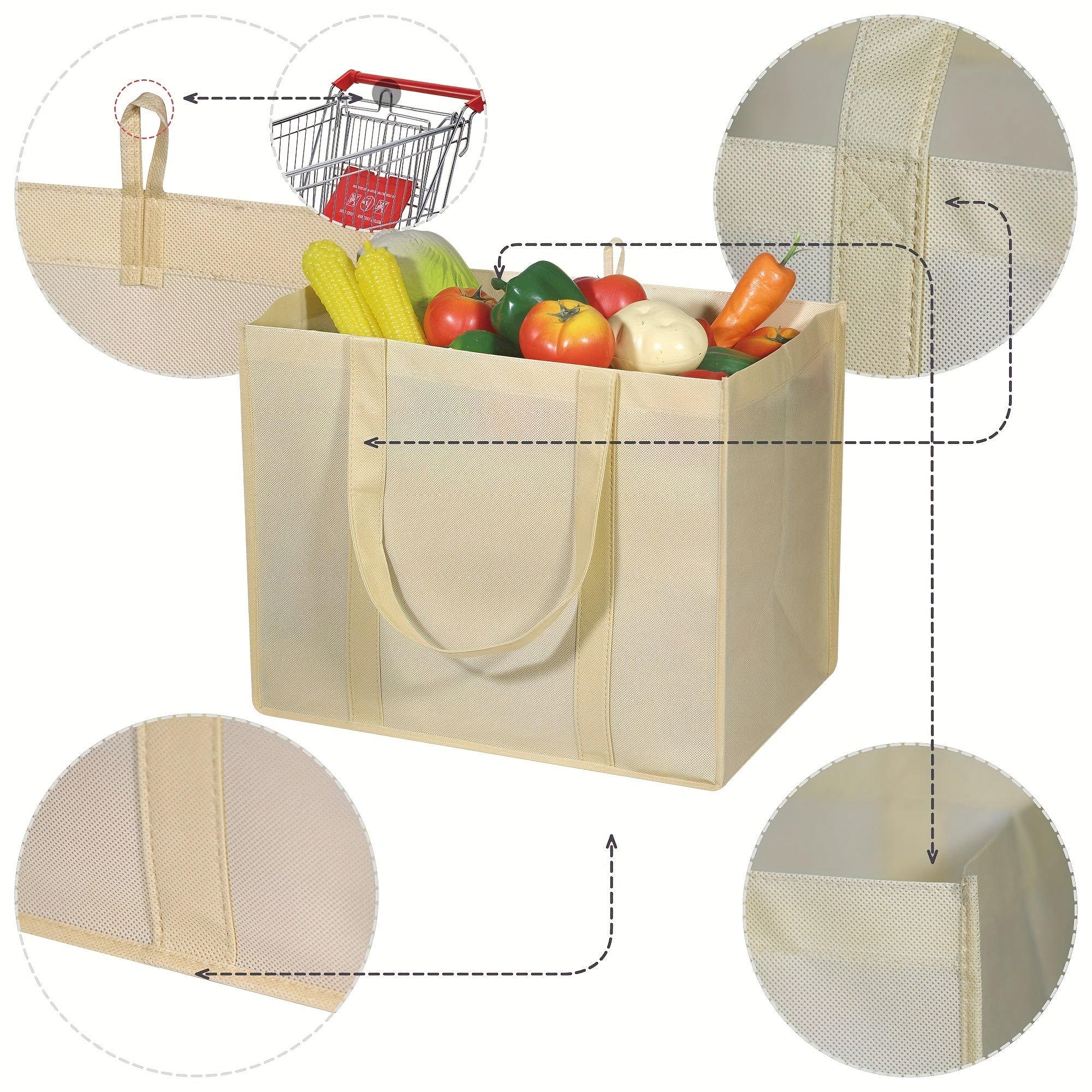 Reusable Grocery Bags Large Foldable Heavy Duty Shopping Tote Produce Bag