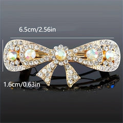 Rhinestone Barrette Bow Shaped Hair Clip for Women Girls Hair Accessories