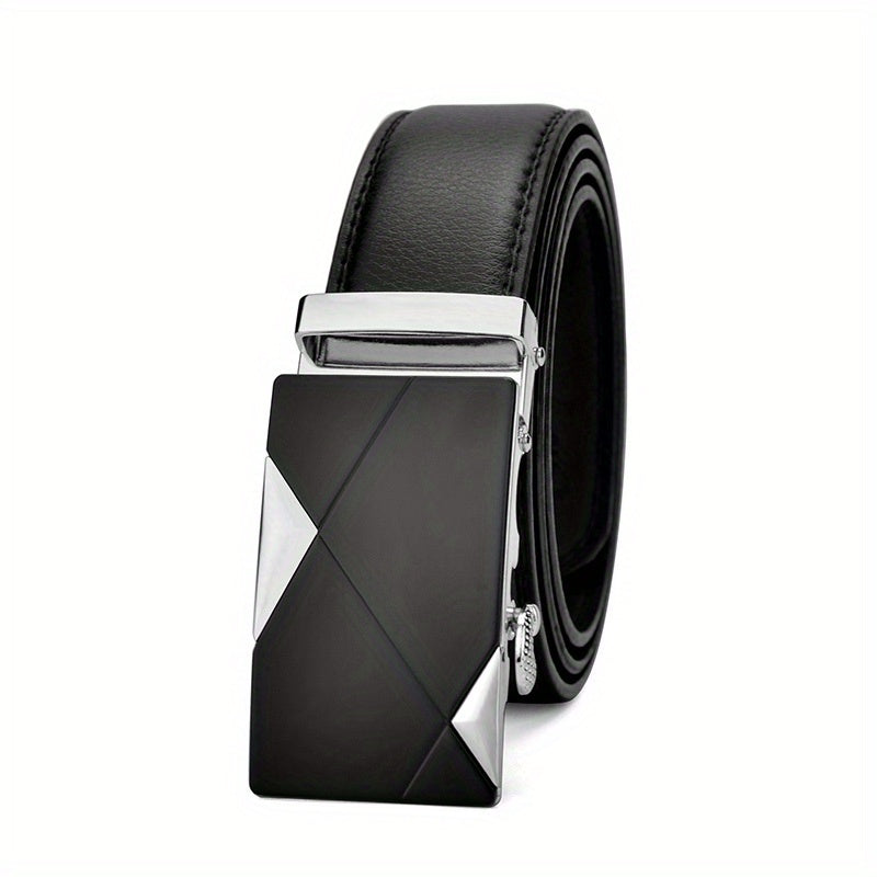 Men's Leather Belt with Metal Automatic Buckle