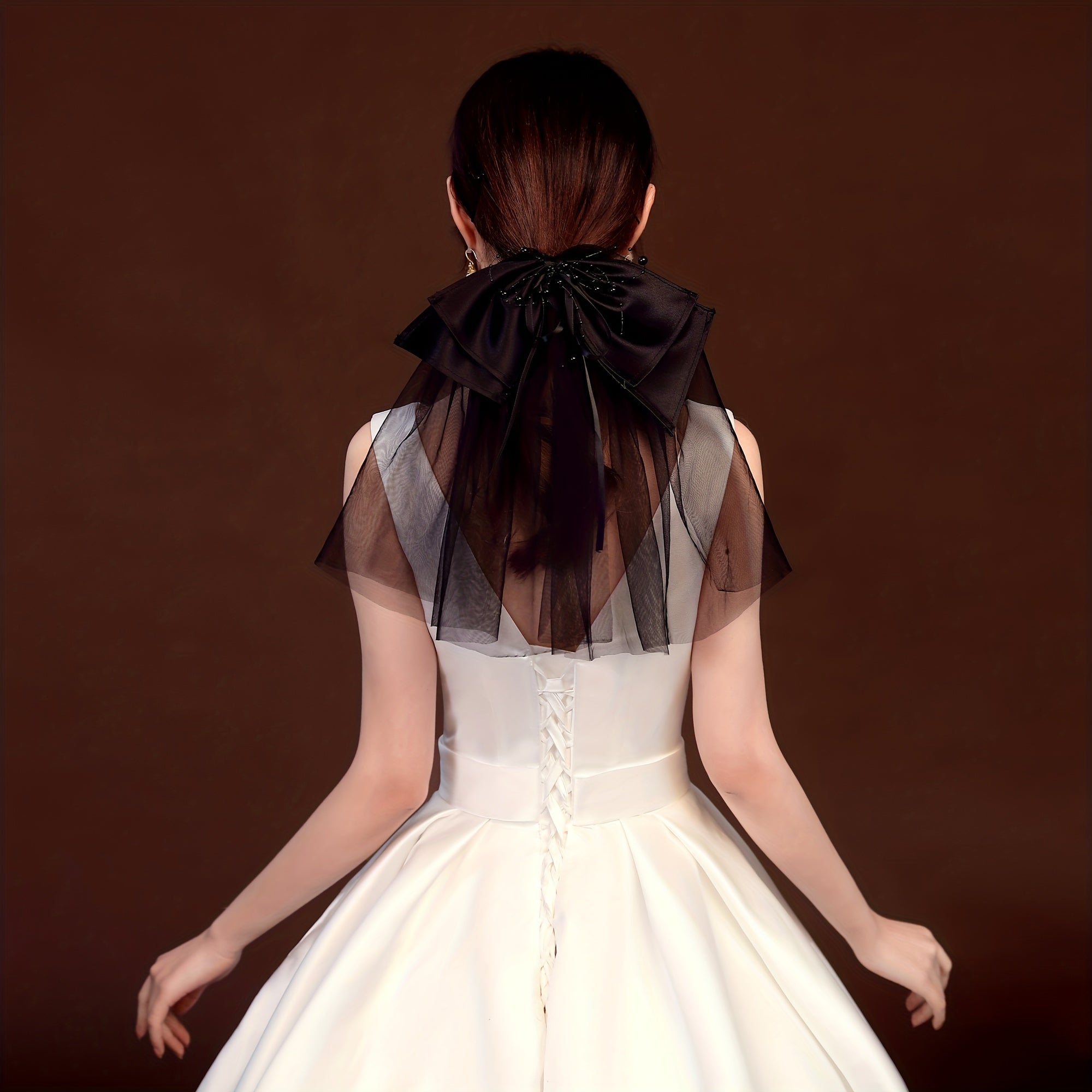 Mesh Bowknot Head Piece Wedding Gauze Veil For Bride