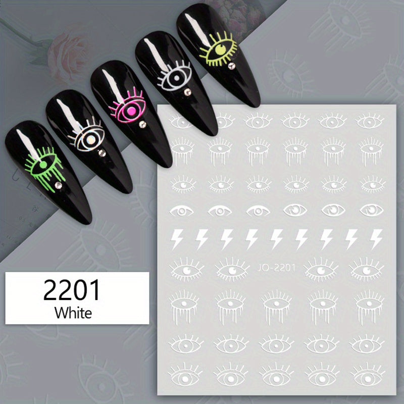 3D Evil Eye Nail Art Stickers Self Adhesive Decals for Manicure