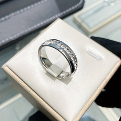 Silver Wedding Rings For Men Women 6mm Plain Circle Zircon Jewelry