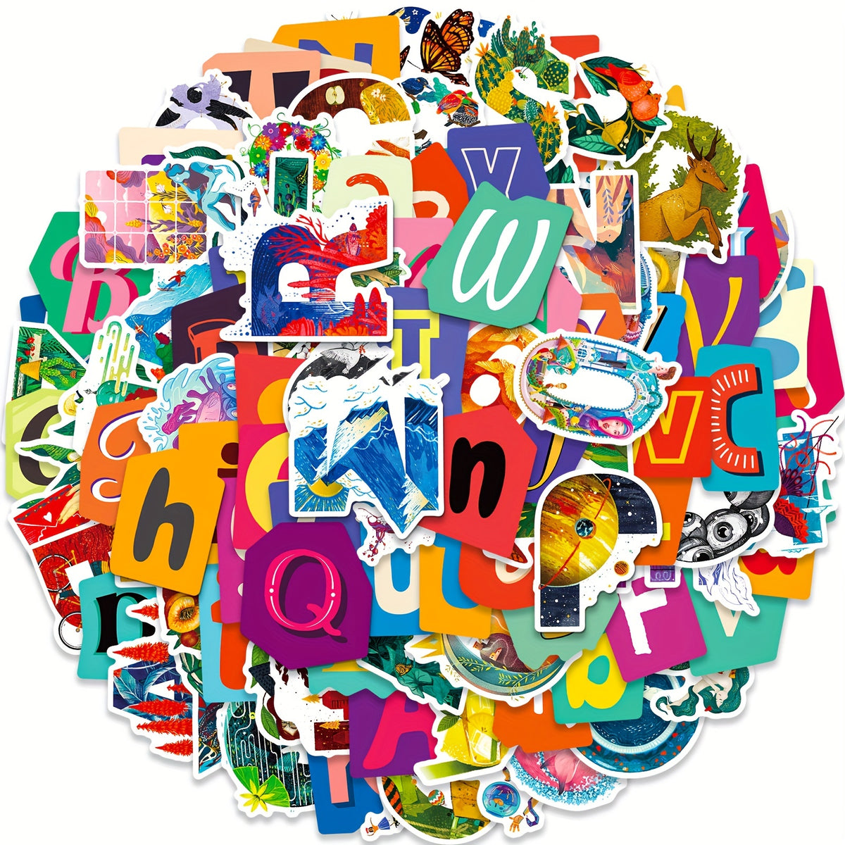 100pcs Educational Doodle Letter Number Stickers