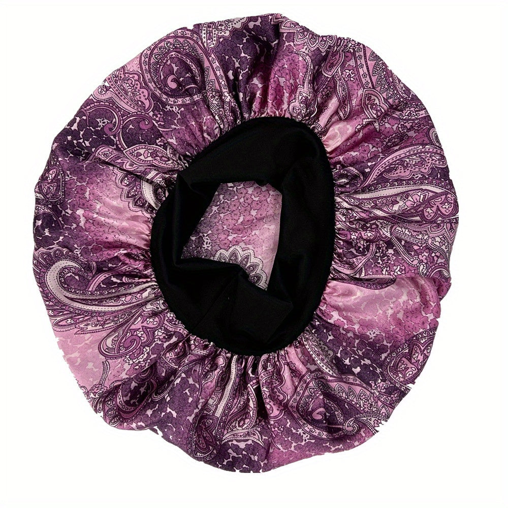 Paisley Print Satin Bonnet for Women, Soft Night Cap
